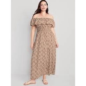 Old Navy “Ditsy Floral” Waist-Defined Off-The-Shoulder Maxi Dress Size XL